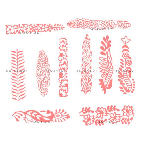 Image of Hashcart | Set of 10 | Finger Design Printing Blocks for Henna Mehndi Hand Printing | Stamps for Scrapbooking | Fabric Textile | Project Making