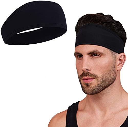 Image of Workout Sweat Bands Headbands for Men Women Sport Non-Slip Head Band,Moisture Wicking Hairband, Long Hair, Quick Dry, Running, Yoga, Hiking, Tennis, Exercise Fitness Gym (Black Grey White)
