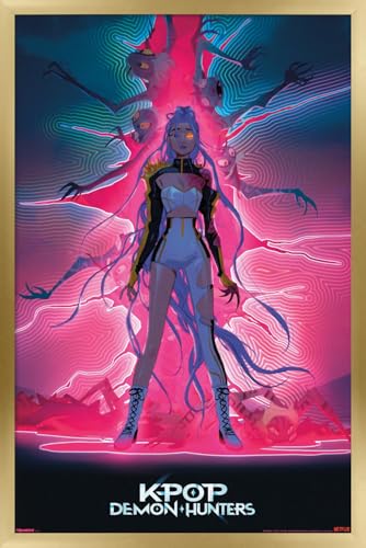 Trends International Netflix KPop Demon Hunters (2025) - Rumi Dimensional Rip Wall Poster, 34L x 22.4W, Gold Framed Version
