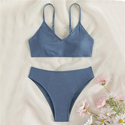 Girl's 2 Piece Swimsuit Solid V Neck Spaghetti Strap Bikini Sets Beach Bathing Suit Swimwear for Teens Sporty Swimsuit2