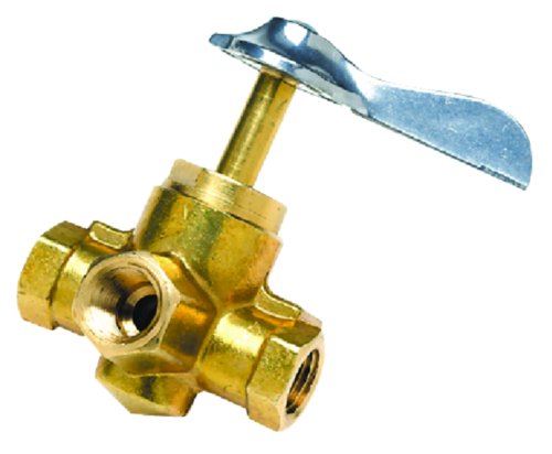 SEACHOICE Model 20751 Three-Way Fuel Line Valve, brass construction with three threaded ports.