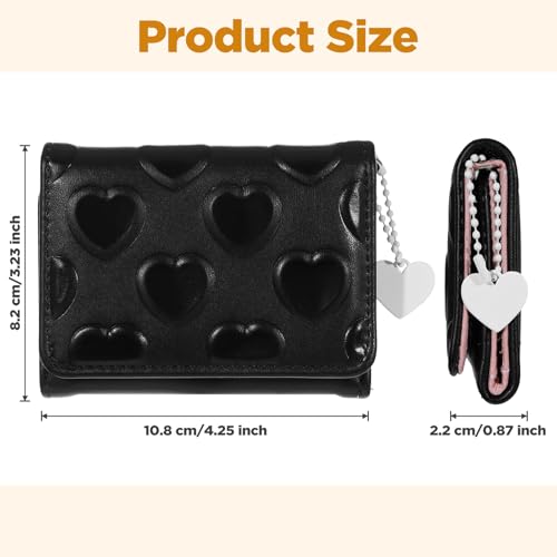 JIEYAO Women Credit Card Wallet with Heart-shaped Pendant, Cute PU Leather Credit Card Holder for Women and Girls Shopping3