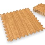 KORAT - Tappeto Puzzle EVA Effetto Legno 4 Mattonelle 62x62 cm Spessore 1 cm, Tappeto Antitrauma Antiscivolo, Pavimento Morbido Incastro per Bambini, Palestra, Fitness e Casa, 1 m²
