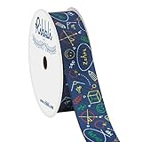 Ribbli Grosgrain Back to School Chalkboard Craft Ribbon,7/8-Inch,10-Yard Spool, Dark Blue/Yellow/Red/Green/White,Use for Teacher Appreciation Gift,School Decoration,Wreath,Gift Wrapping