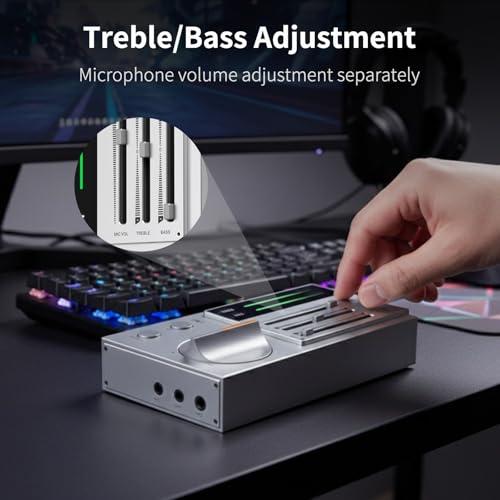 Image of SMSL R1 DAC Headphone Amplifier, Desktop USB C Digital to Analog Audio Converter for Gaming PC PS5, Microphone /USB /Opt /Coax Input 3.5mm /4.4mm Balanced /RCA Output, EQ Mode /Bass /Treble Adjust (Black)