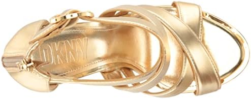 DKNY Women's Block Heel Emelen-Strappy San Heeled Sandal, Gold, 9 | Image 4