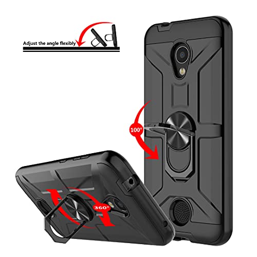 Jeylly Coolpad Legacy S Case, Coolpad Legacy Sr Case With [2 Pack] Tempered Glass Screen Protector, 360 Degree Magnetic Rotating Ring Kickstand Holder Shockproof Protective Case, Black #TOP4