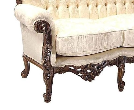 Image of Royal Carved Wooden Sofa Set | 3+1+1 Seater | Antique with Button Tufted Velvet Upholstery | Victorian Style Living Room Furniture Tufted Sofa Set Grey 3-Piece (Design 7)