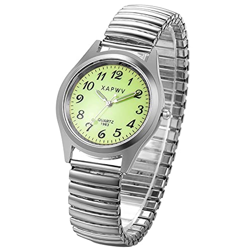 Avaner Montre Homme Bracelet Extensible,Montre Analogique à Quartz Homme en Acier Inoxydable,Montre Homme Elastique avec Aiguille Lumineuse et Chiffres Facile...