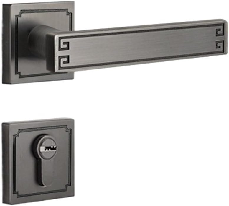 Chinese Door Lock Indoor Mechanical Wooden Door Lock Bedroom Door Bathroom Household Split Lock Magnetic Silent Handle Lock(Steel Gray Silent 72 Magnetic)