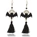 Punk Gothic Lolita Retro Jewelry Halloween Party Black Bat Tassel Earrings for Women Girl Cosplay