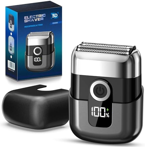 HSSNS Mini Rasierer Herren Elektrisch, Folienrasierer mit LED-Display, USB-C Wiederaufladbarer Elektrorasierer, Tragbarer Mini Shaver für Gesicht & Bart, Reiserasierer für Reisen,