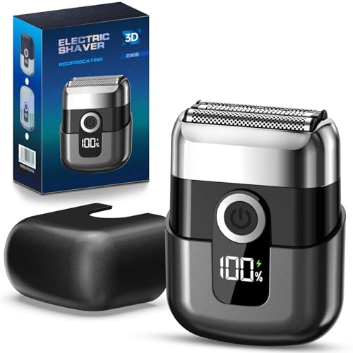 FNITAER Folienrasierer Herren Elektrisch, USB Mini Rasierer Herren mit LED-Display, Tragbarer Mini Shaver, Mini Rasierer Herren Elektrisch für Gesicht,Bart und Reisen, Schwarz
