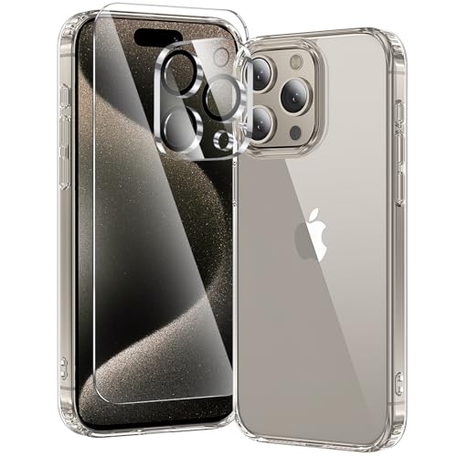 Coque iPhone 15 Pro Max transparente antichoc 3 en 1 avec protège-écran