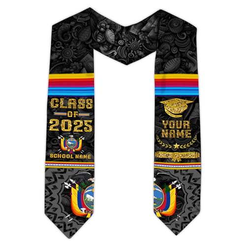 MonkeyVan Custom Ecuador Graduation Sash, Ecuadorians American Flag Graduation Stole 2025, Ecuador Flag Pride Graduation Sash Ecad 14