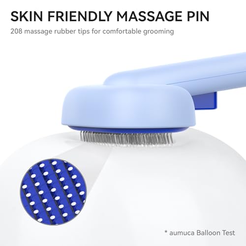 Image of aumuca Skin Friendly Self-Cleaning Slicker Brush for Dogs & Cats, Gentle Pet Grooming Tool for Shedding & Deshedding, Efficient Hair Remover for Long & Short Haired Pets