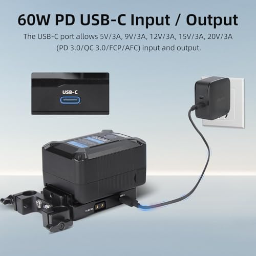 Placa de Batería V Mount para Grabación en Exteriores Nitze N21-D8B con USB-C 3
