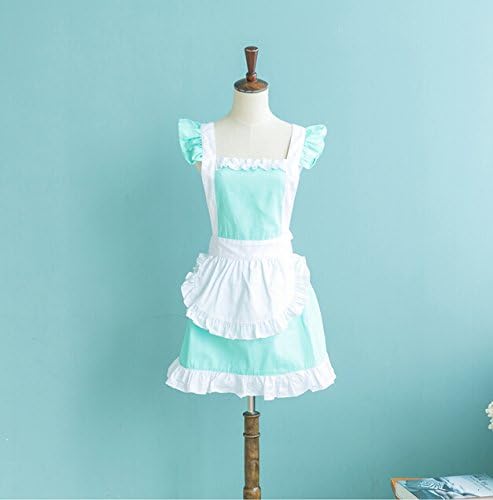 OPCC Lovely White Retro Lady's Aprons for Women's Cake Kitchen Fashion Cook Apron Chic with Pockets for Gift Chic Cotton Mother's Day Gift 1PCS Opcc Sticky Notes included (green/white)