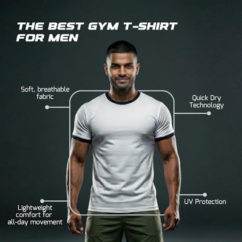 Image of Round Neck Moisture Absorbing Performance Half Sleeve Slim Fit T-Shirt for Men | Quick Dry Technology | Light Weight & Breathable Fabric | Ideal for Indoor & Outdoor Physical Activity