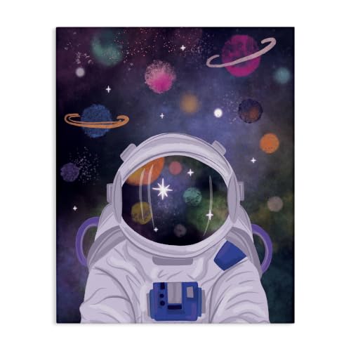 Astronaut Helmet Galaxy Stars, 24 x 30 Inch Canvas Wall Art