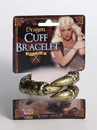 Forum Novelties Party Supplies Medi.Fant.Dragon Cuff Bracelet, gold, Standard