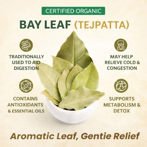 Image of Bay Leaf (Tejpatta) 150gm, 100% Natural Dry Organic, No Additives, Dried Whole Leaves for Cooking, Curries and Spice Blends