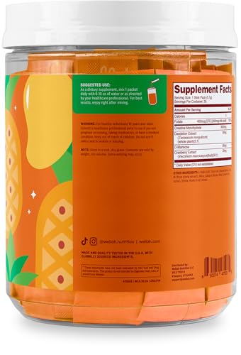 Image of Wellah Creatine for Women (Pineapple Mango) 30 Stick Packs, 3g Per Serving | With Dandelion, D-Mannose & Cranberry Extract, To-Go Packets