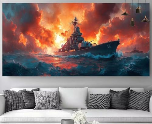 Kit Complet Broderie Diamant Bateau 40x120cm - Strass Cristal Point de Croix M-Y159