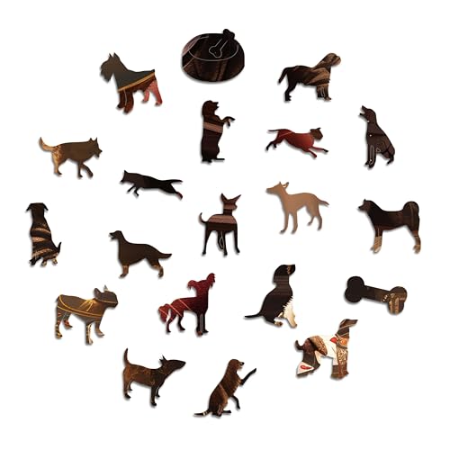 Iconic Puzzles – Dogs Playing Poker, fantasy animals, 100 % nachhaltiges Holzpuzzle, Geschenke für Kinder und Erwachsene, Größe M, 350 Teile