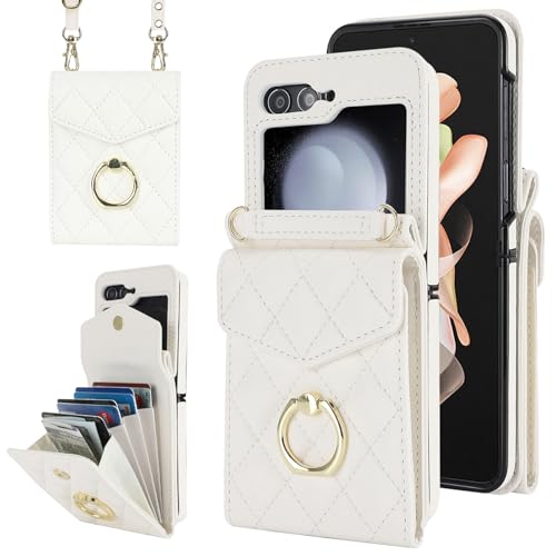 Accessoire Samsung Galaxy Z Flip 7 5G blanc antichoc cuir synthétique et anneau