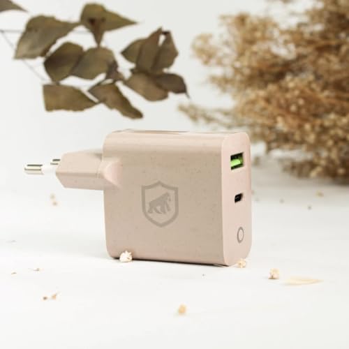 Eco Carregador de Parede Turbo Power Delivery USB + USB C 20W Qualcomm 4.0, Ecológico Fabricado em F