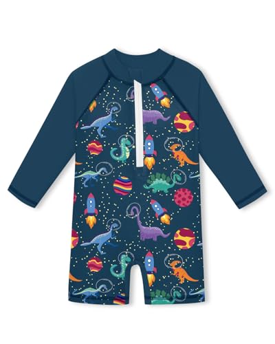 Image of BesserBay Baby Boy Swimsuit UPF 50+ Zip Front Long Sleeve Snaps Bottom One Piece Rash Guard 0-36 Months