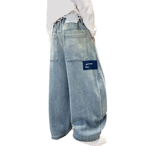 Boys Casual Baggy Denim Pants Loose Fit Cargo Jeans Comfortable Streetwear for Active Kids Ages 4-16