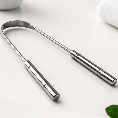 Image of Tongue Cleaner for Adults with Toothbrush Cover Case | Stainless Steel | Rust Free Tongue Scraper | Removes bad breath | Ideal for oral hygiene | Carefully designed | U-shaped (2)