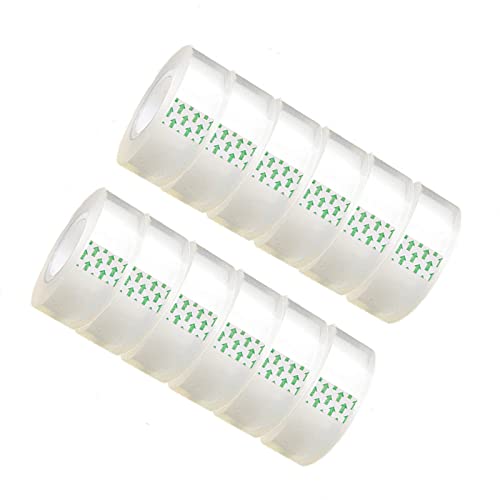 Minghaoda Transparent Tape Refill Rolls for Dispenser, Tear by Hand,12 Rolls x 900 inches