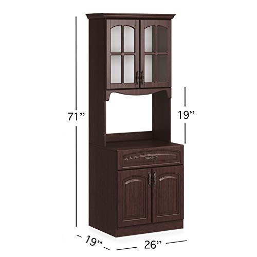 Living Skog Kitchen Storage Cabinet–Kitchen Cabinet with Storage Shelves and Microwave Stand–Pantry Cabinet-Kitchen China Cabinet–Kitchen and Pantry Hutch Cabinet (Espresso) - Thumbnail 4