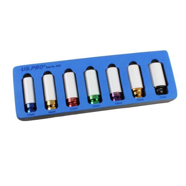 US PRO Narzędzia 7 szt. 1/2" DR głębokie gniazda udarowe ze stopu 17-27 mm 3838