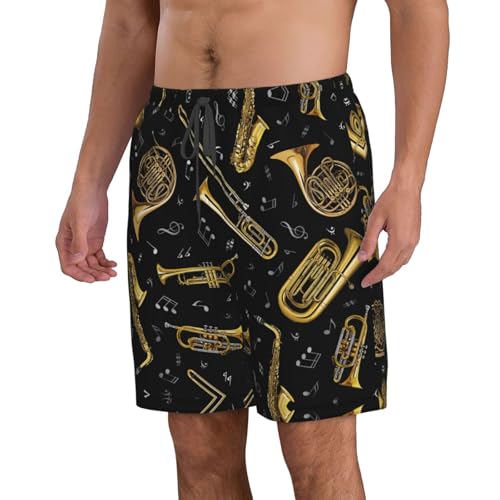 Musical Instruments Print Mens Casual Shorts Drawstring Summer Beach Stretch Shorts Novelty Swimtrunks2