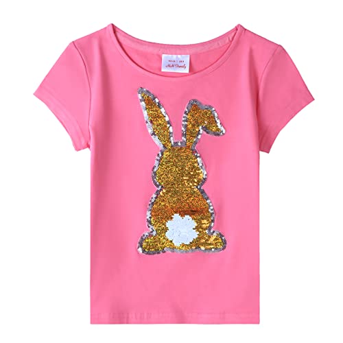 HH Family Easter Shirts for Girls Kids Easter Gift Bunny Flip Sequin T-Shirt Clothing 3-12 Years