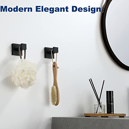Towel Hooks For Bathrooms, Matte Black Towel Hook For Kitchen Bathroom, Sus304 Stainless Steel Coat Hook, Square Heavy Duty Holder Robe Hooks For Hanging Towels, Coats, Sponges, Wall Mount, 4 Pack #TOP2