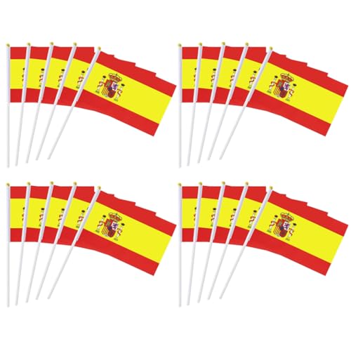 VYIBPDY 20 bandiere decorative spagnole a manovella per la festa nazionale, partite di calcio, sfilate di moda, matrimoni, eventi scolastici, negozi, decorazioni di bar, altre occasioni speciali
