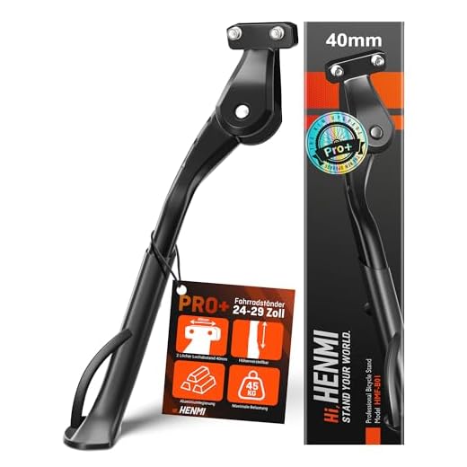 HENMI Fahrradständer 24-29 Zoll Pro+,Fahrradständer mit 2 Löchern,Stabil Seitenständer,Konzipiert für E-Bike und MTB,40mm Loch für M6 Schrauben geeignet