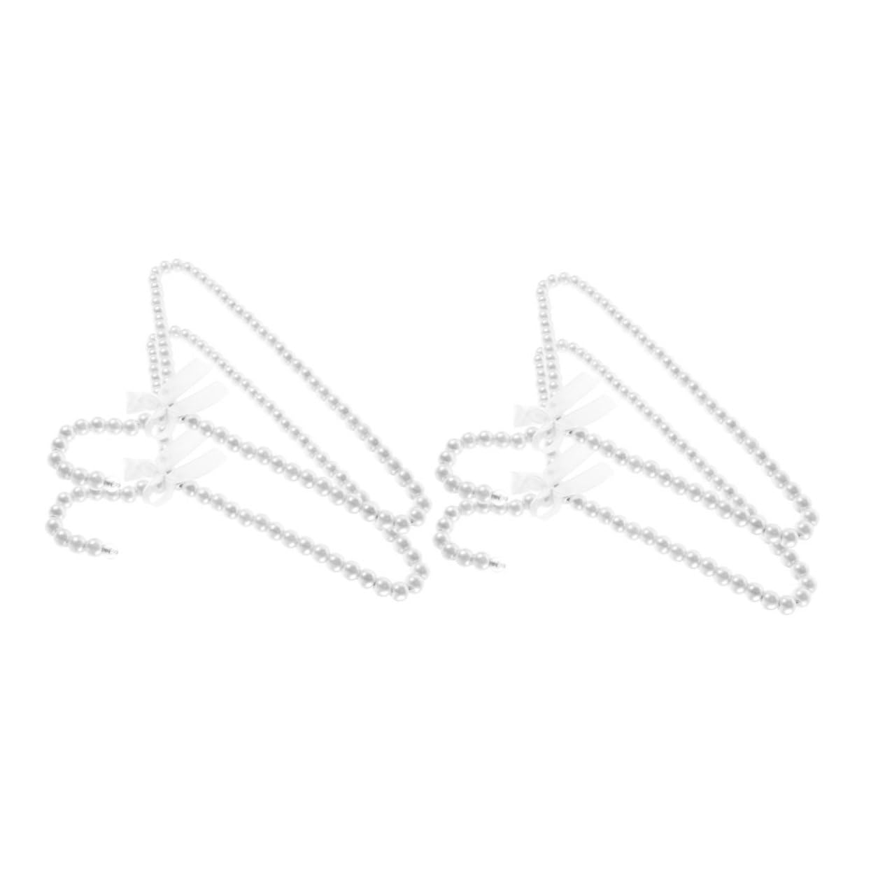 Sosoport 4pcs Kids Clothes Hangers: Non Slip Small Hangers with Bow & Pearl for Baby Toddler Pet Clothing - Closet Organizer for Shirts Jackets Dress Pant
