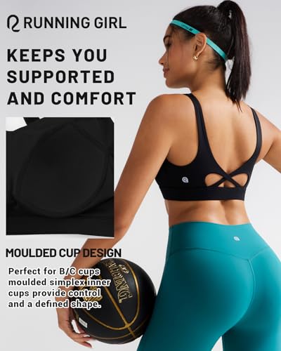 Image of RUNNING GIRL Sports Bra for Women High Support, Molded Cup High Impact Sports Bras with Sewn in Pads Workout Running Bra