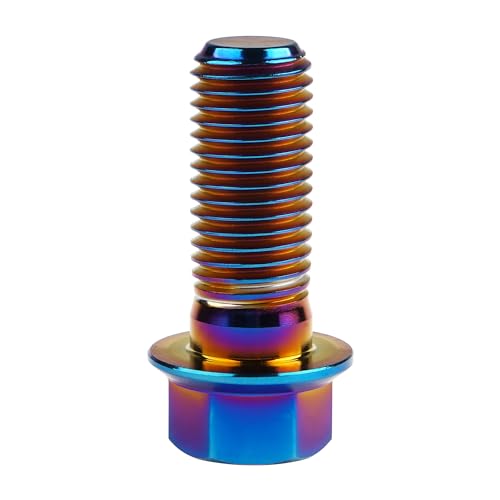 Image of Titanium Bolt M12 30 35 40 45 50 55 60 65 70 75 80 85 90mm Hex Small Flange Head for Motorcycle Car Modification Pack of 4 (M12x30mm Pitch 1.5, Burnt Blue)