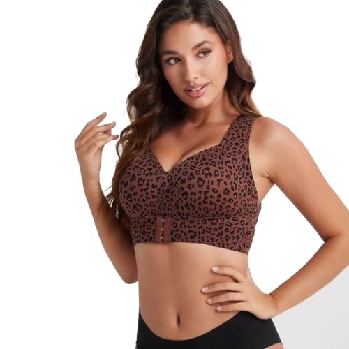Posture Support Bra Wireless Front Closure Jelly Bras for Women Brown - image 3