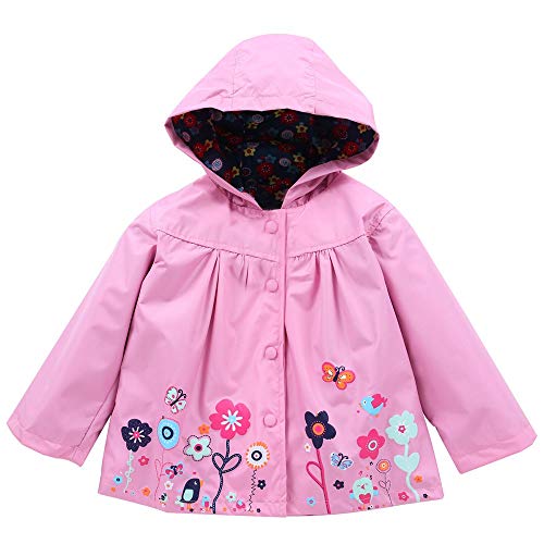beautyjourney Bebé Niña Impermeable con Capucha, Suéter con Capucha Flores Chubasquero para niños Abrigo con Capucha Cárdigan de Abrigo