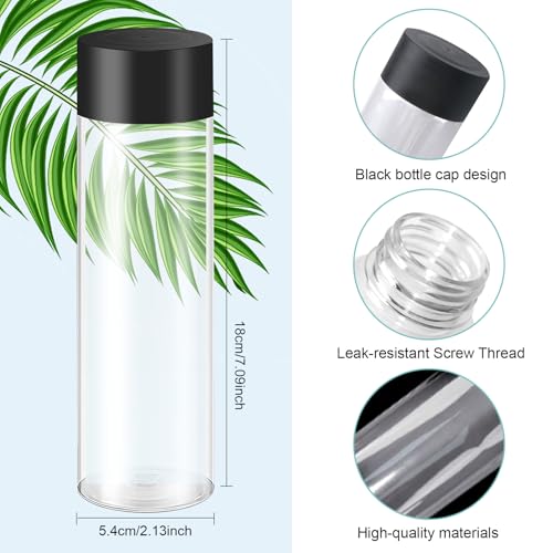 48 Pcs Clear Plastic Bottles 12 oz Empty Sensory Bottle with Caps Leakproof Drink Container Reusable Plastic Juice Bottles for Crafts Classroom Party Supplies (Black Lid)2