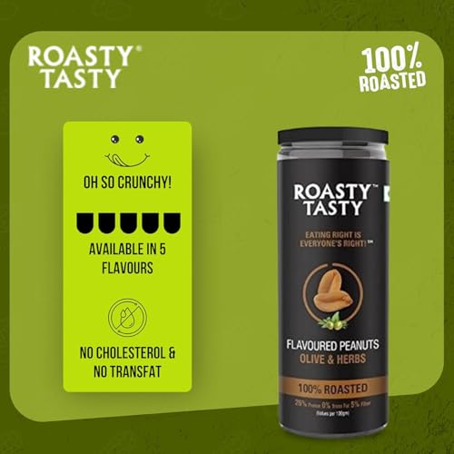 Image of Roasty Tasty Olive & Herbs Flavour Roasted Peanuts|Healthy Snacks|Rich In Protein & Fibre|Roasted, Not Fried Snacks|Healthy Food|Namkeen Peanuts|Crunchy Masala Peanuts|Pack Of 2 (150G Each)