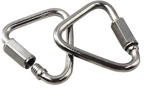 Connecteur de chaîne rapide triangulaire en acier inoxydable 304 avec boucle de verrouillage à vis robuste, mousqueton adapté pour le camping, la balançoire, le hamac, les voyages en plein air, les